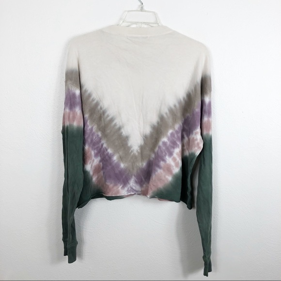 Daydreamer Dusty Rose Tie Dye Long Sleeve Crewneck Slightly Cropped Top - Picture 9 of 11